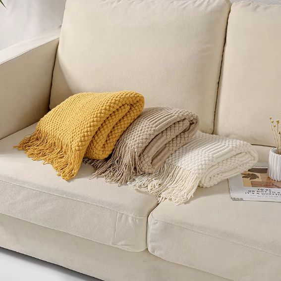 Boho Chunky Knit Throw Blanket