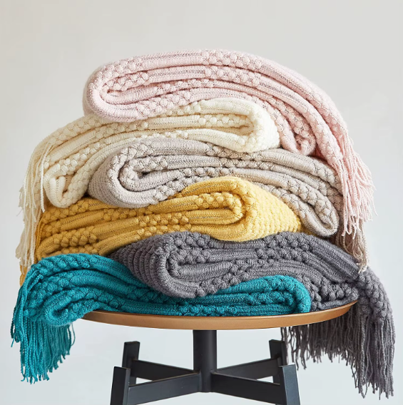 Boho Chunky Knit Throw Blanket