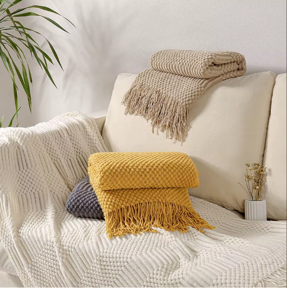 Boho Chunky Knit Throw Blanket